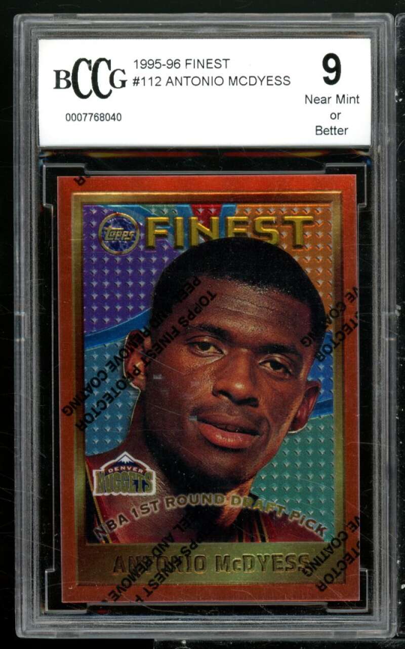 Antonio McDyess Rookie Card 1995-96 Finest w/Coating #112 BGS BCCG 9 Image 1