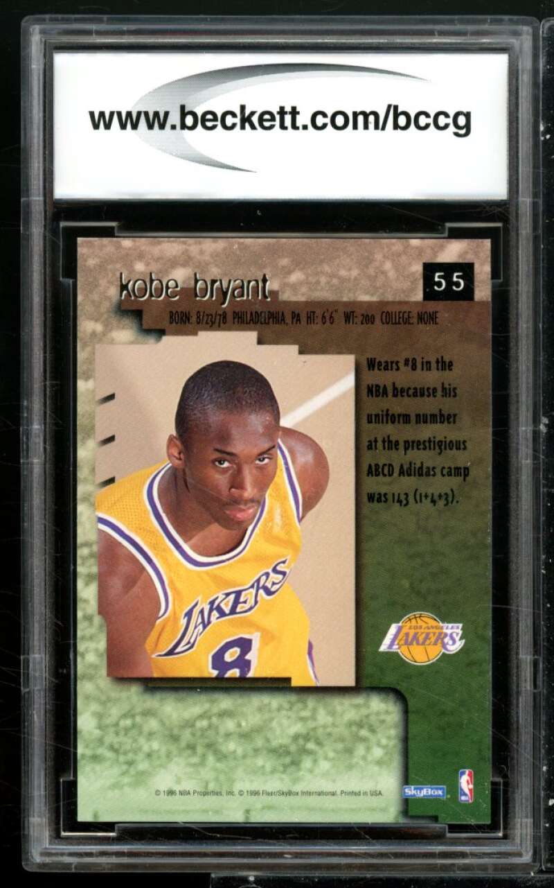 Kobe Bryant Rookie Card 1996-97 SkyBox Premium #55 BGS BCCG 9 Image 2