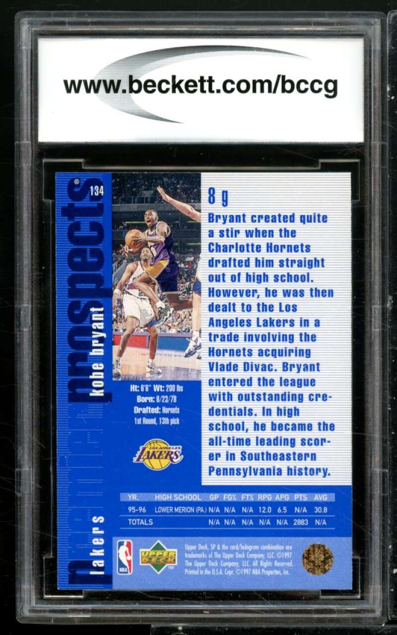 Kobe Bryant Rookie Card 1996-97 SP #134 BGS BCCG 9 Image 2