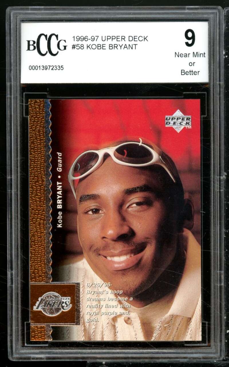 Kobe Bryant Rookie Card 1996-97 Upper Deck #58 BGS BCCG 9 Image 1