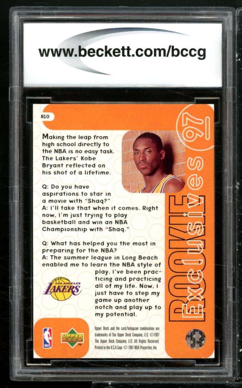 Kobe Bryant Rookie Card 1996-97 Upper Deck Rookie Exclusives #R10 BGS BCCG 9 Image 2