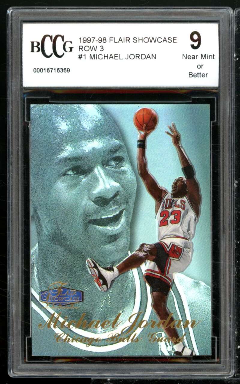 Michael Jordan Card 1997-98 Flair Showcase Row 3 #1 BGS BCCG 9 Image 1