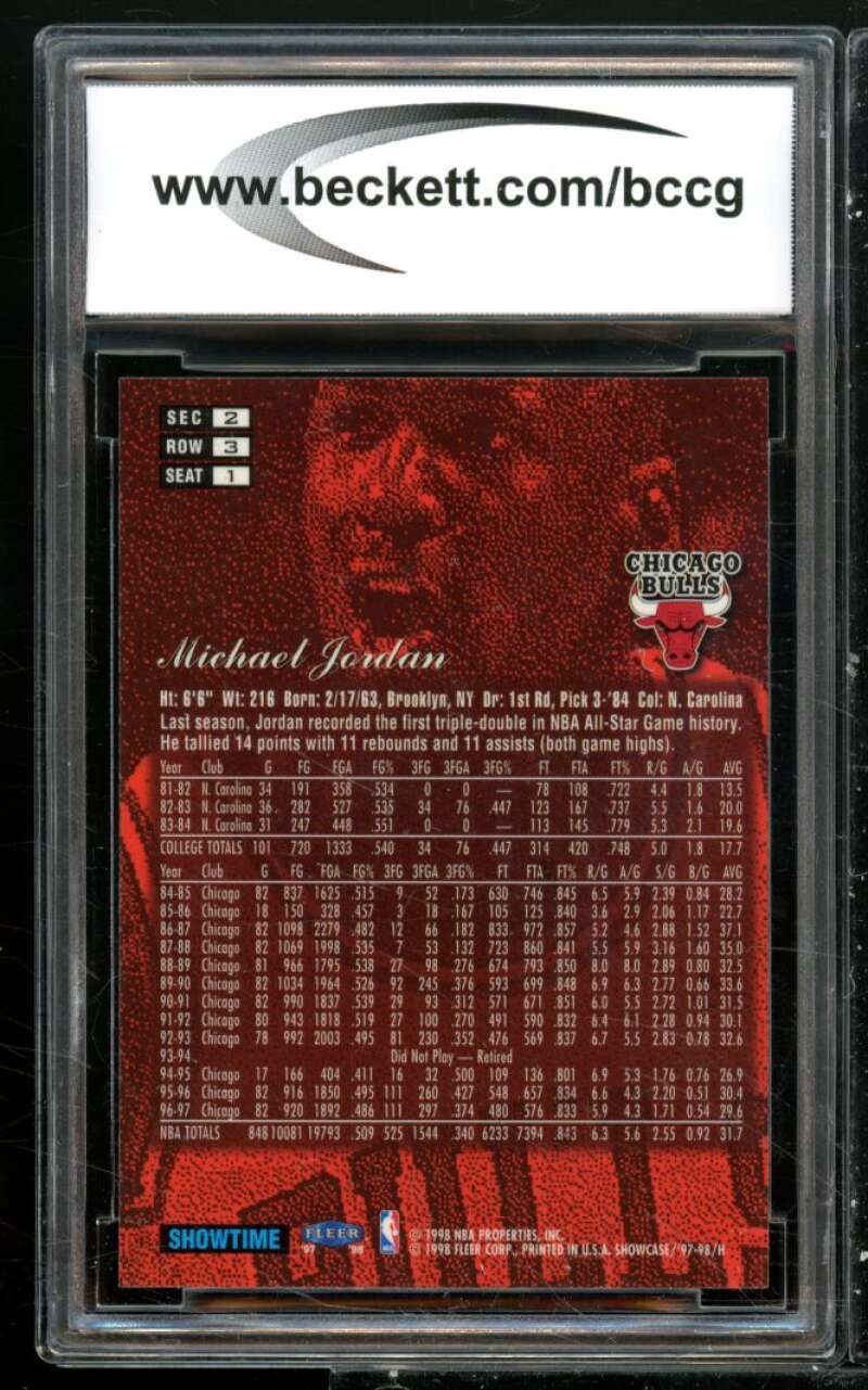 Michael Jordan Card 1997-98 Flair Showcase Row 3 #1 BGS BCCG 9 Image 2