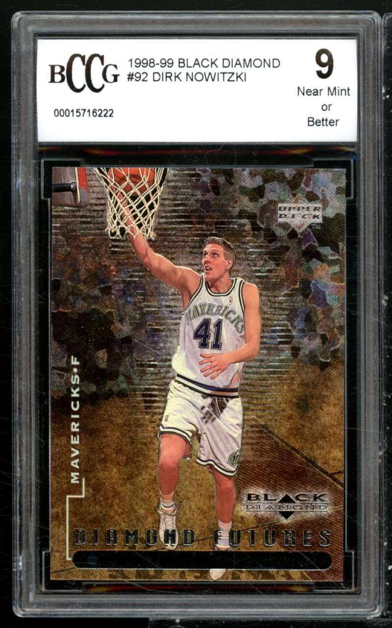 Dirk Nowitzki Rookie Card 1998-99 Black Diamond #92 BGS BCCG 9 Image 1