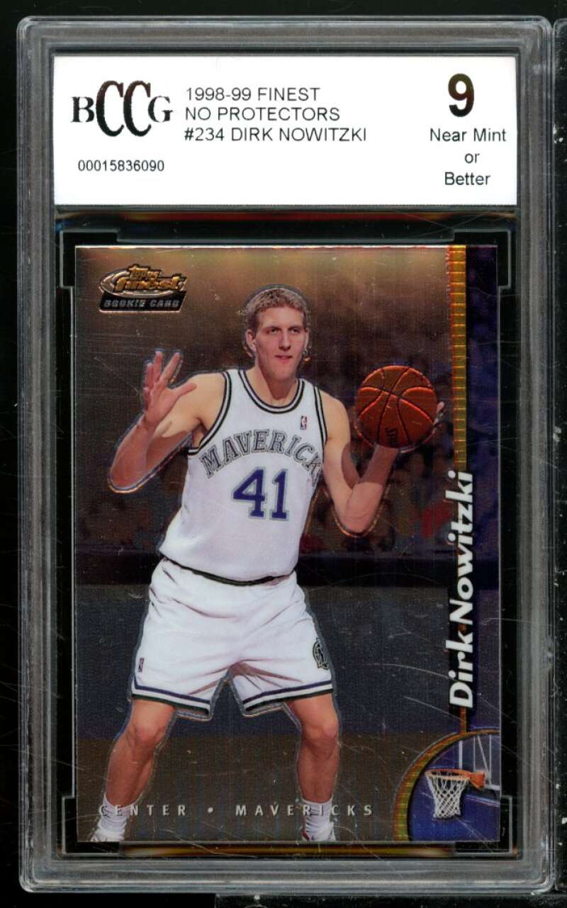 Dirk Nowitzki Rookie Card 1998-99 Finest No Protectors #234 BGS BCCG 9 Image 1