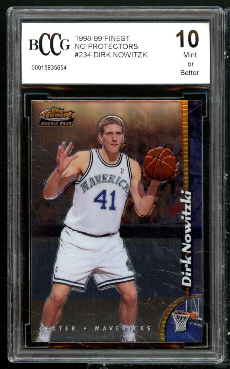 Dirk Nowitzki Rookie Card 1998-99 Finest No Protectors #234 BGS BCCG 10 Image 1