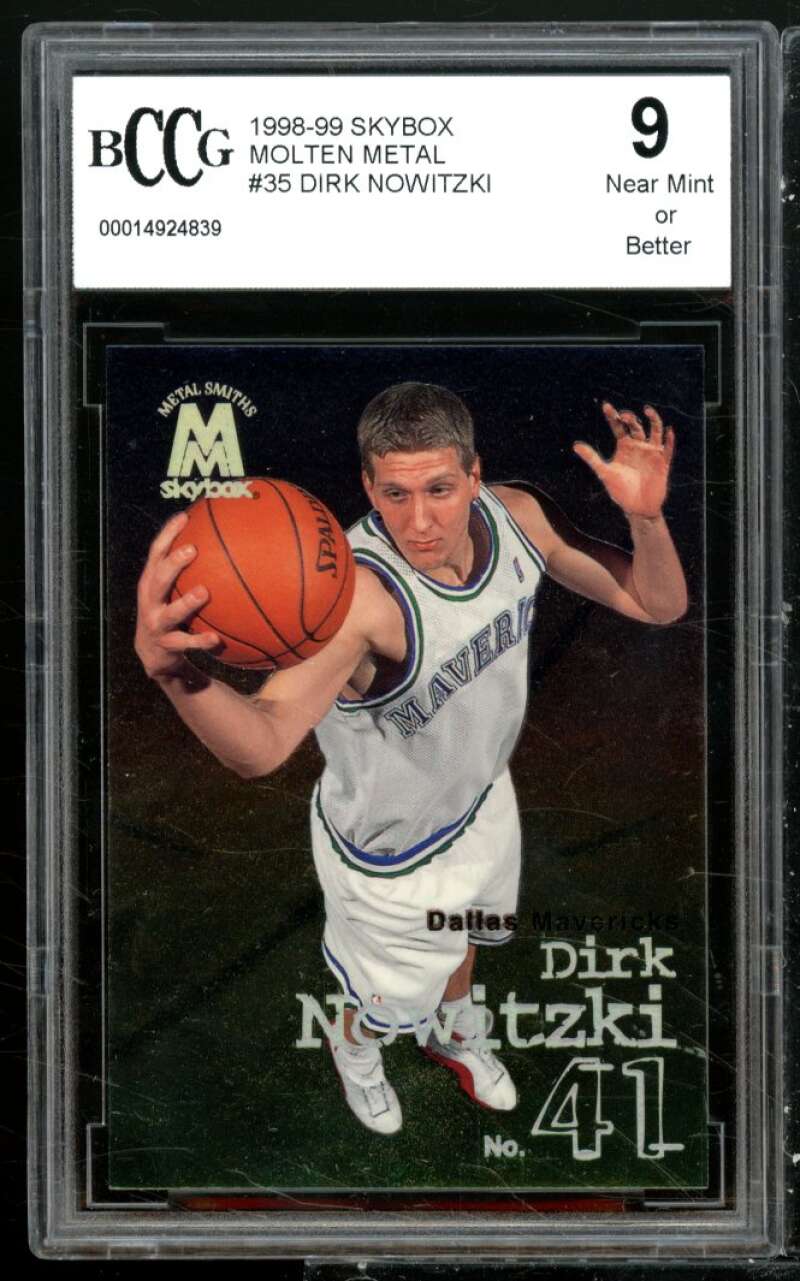 Dirk Nowitzki Rookie Card 1998-99 Skybox Molten Metal #35 BGS BCCG 9 Image 1