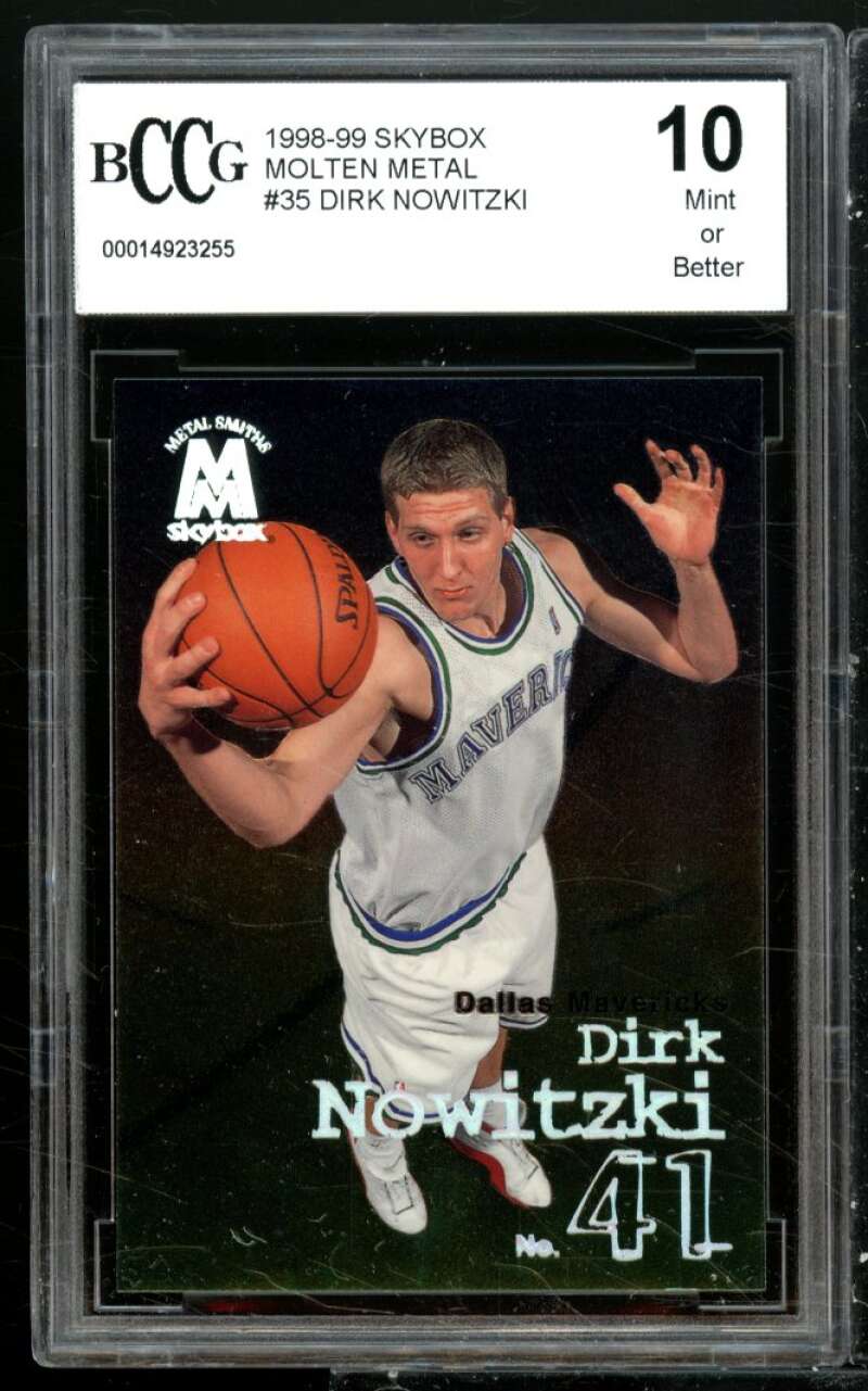 Dirk Nowitzki Rookie Card 1998-99 Skybox Molten Metal #35 BGS BCCG 10 Image 1