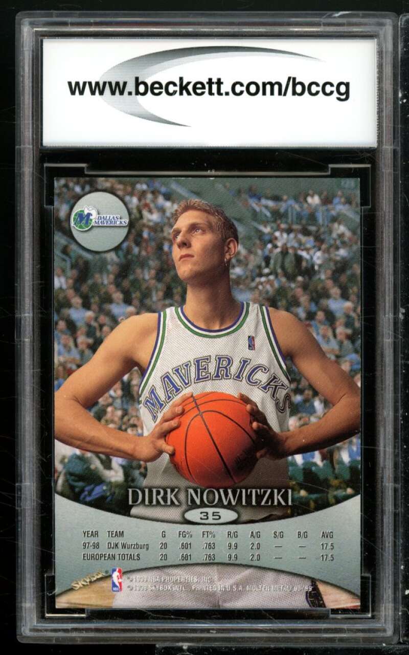 Dirk Nowitzki Rookie Card 1998-99 Skybox Molten Metal #35 BGS BCCG 10 Image 2