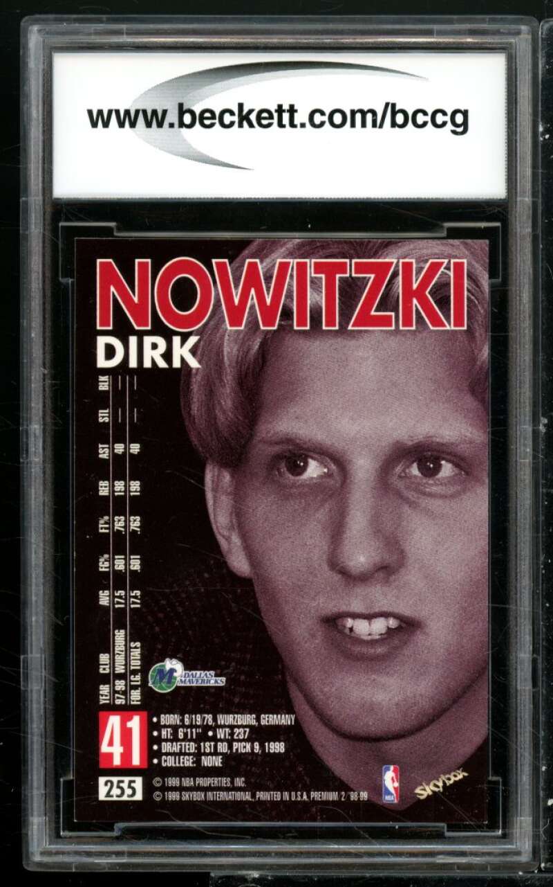 Dirk Nowitzki Rookie Card 1998-99 Skybox Premium #255 BGS BCCG 10 Image 2