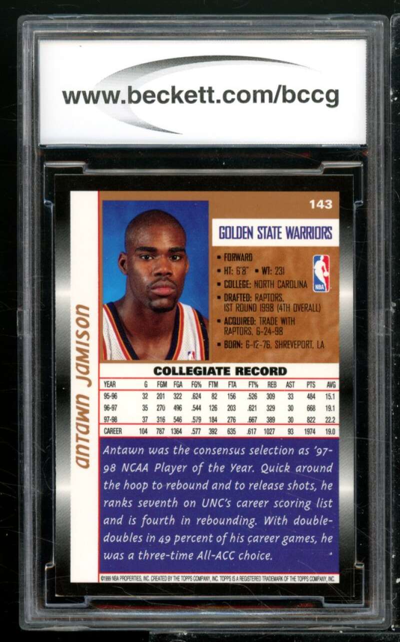 Antawn Jamison Rookie Card 1998-99 Topps #143 BGS BCCG 9 Image 2