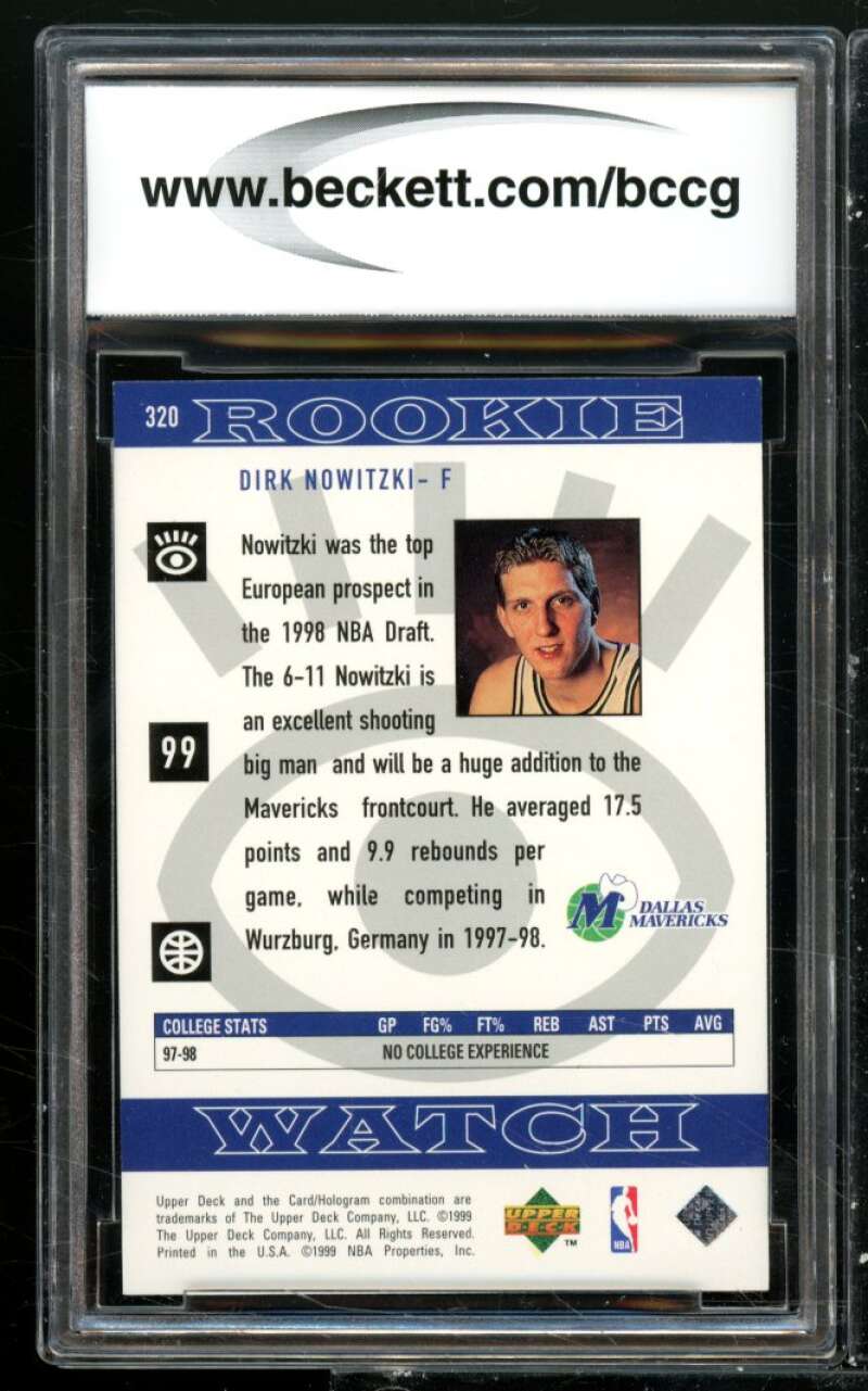 Dirk Nowitzki Rookie Card 1998-99 Upper Deck #320 BGS BCCG 9 Image 2