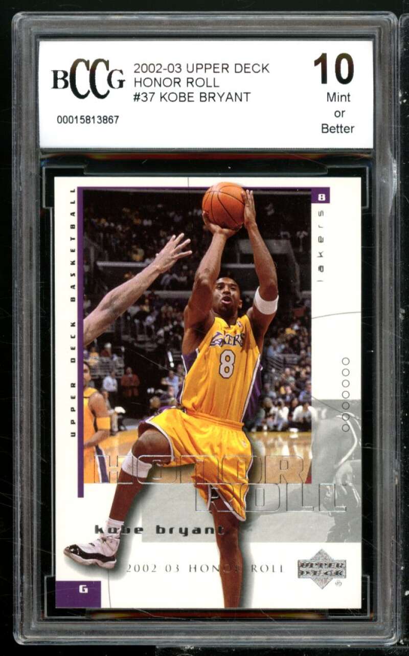 Kobe Bryant Card 2002-03 Upper Deck Honor Roll #37 BGS BCCG 10 Image 1