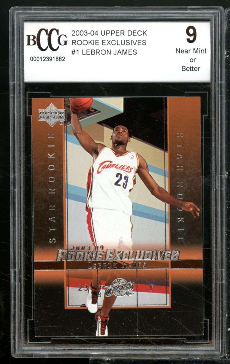 LeBron James Rookie Card 2003-04 Upper Deck Rookie Exclusives #1 BGS BCCG 9 Image 1