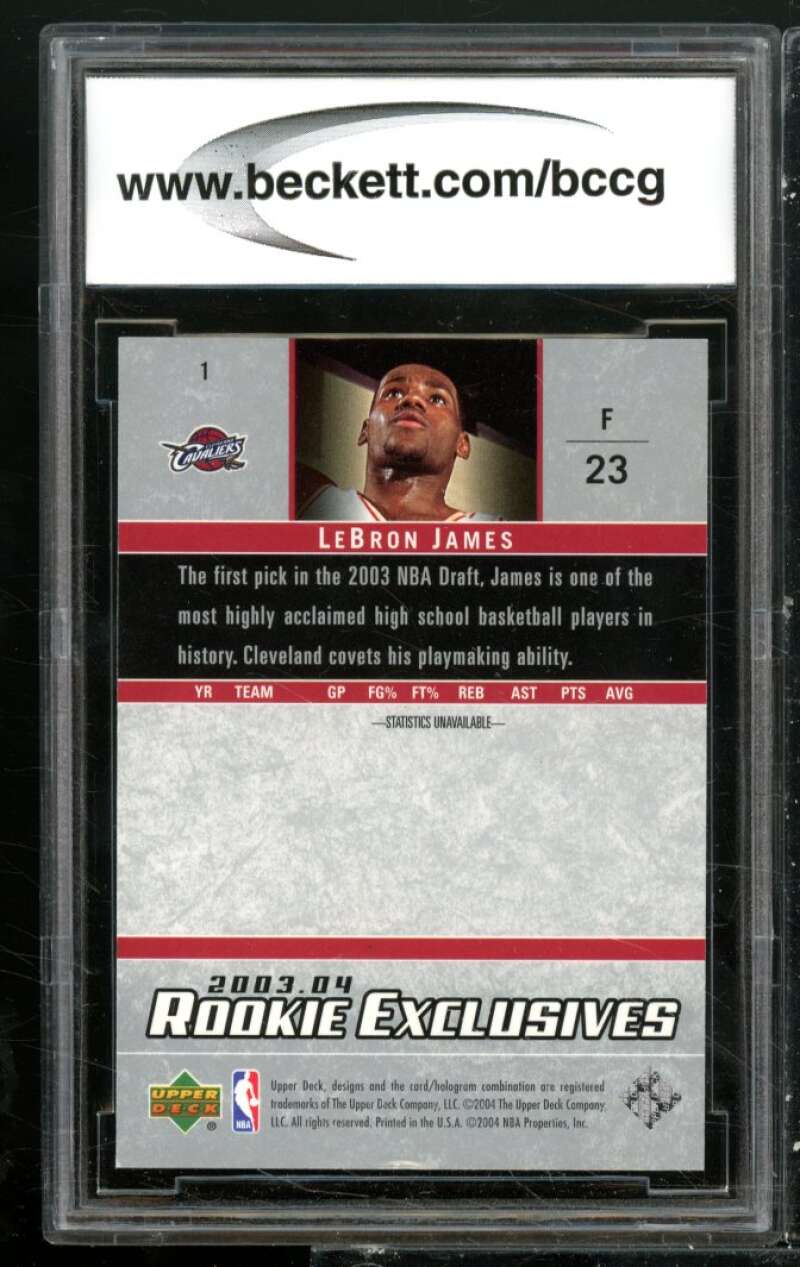 LeBron James Rookie Card 2003-04 Upper Deck Rookie Exclusives #1 BGS BCCG 9 Image 2