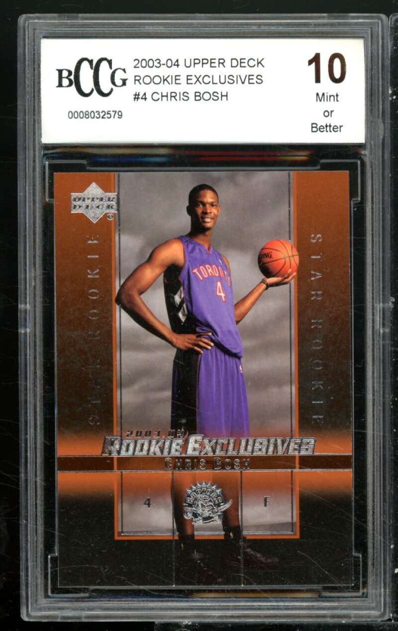 Chris Bosh Rookie Card 2003-04 Upper Deck Rookie Exclusives #4 BGS BCCG 10 Image 1