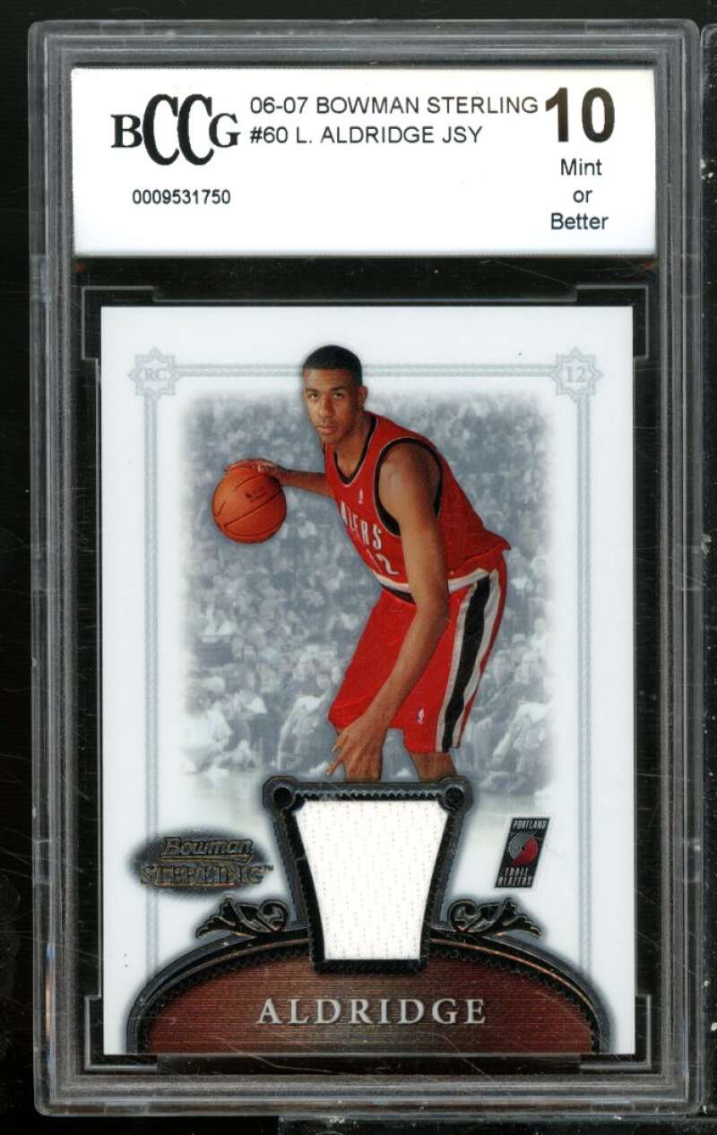 LaMarcus Aldridge Rookie Card 2006-07 Bowman Sterling Jersey #60 BGS BCCG 10 Image 1