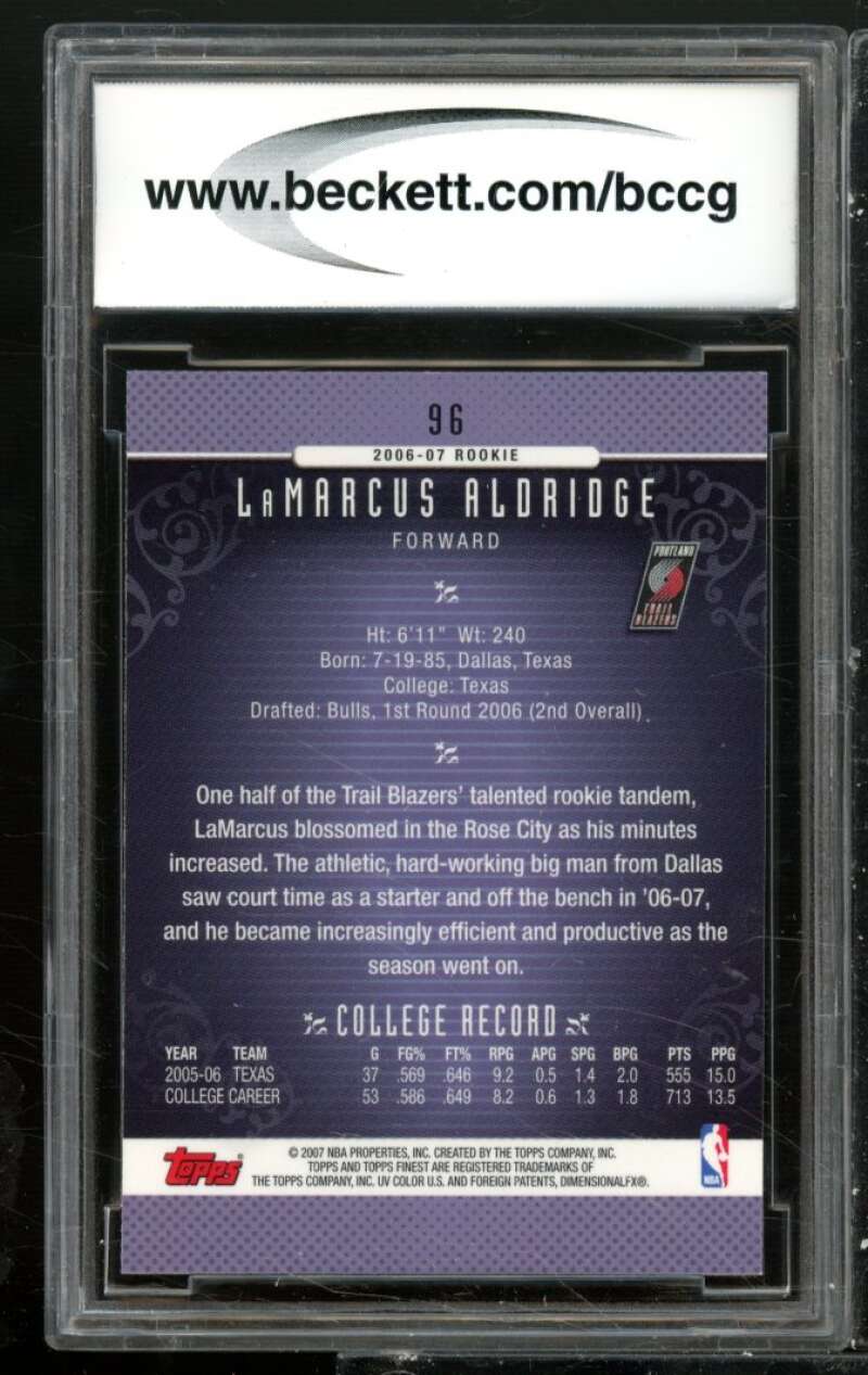 Lamarcus Aldridge Rookie Card 2006-07 Finest #96 BGS BCCG 10 Image 2