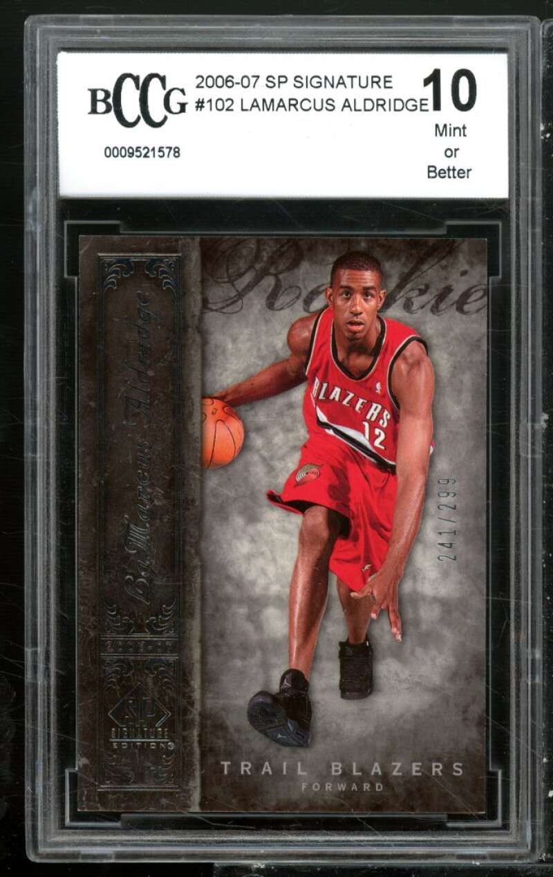 LaMarcus Aldridge Rookie Card 2006-07 SP Signature #102 BGS BCCG 10 Image 1