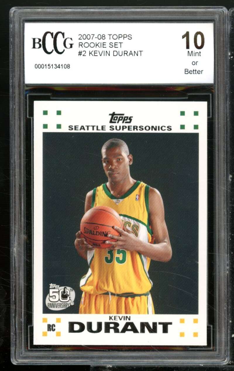 Kevin Durant Rookie Card 2007-08 Topps Rookie Set #2 BGS BCCG 10 Image 1