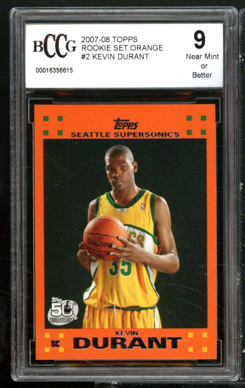 Kevin Durant Rookie Card 2007-08 Topps Rookie Set Orange #2 BGS BCCG 9 Image 1