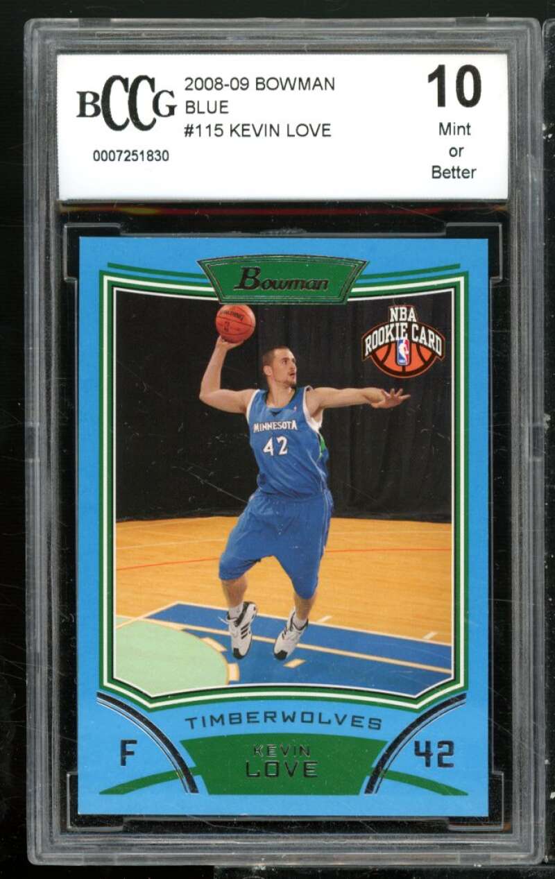 Kevin Love Rookie Card 2008-09 Bowman Blue #115 BGS BCCG 10 Image 1