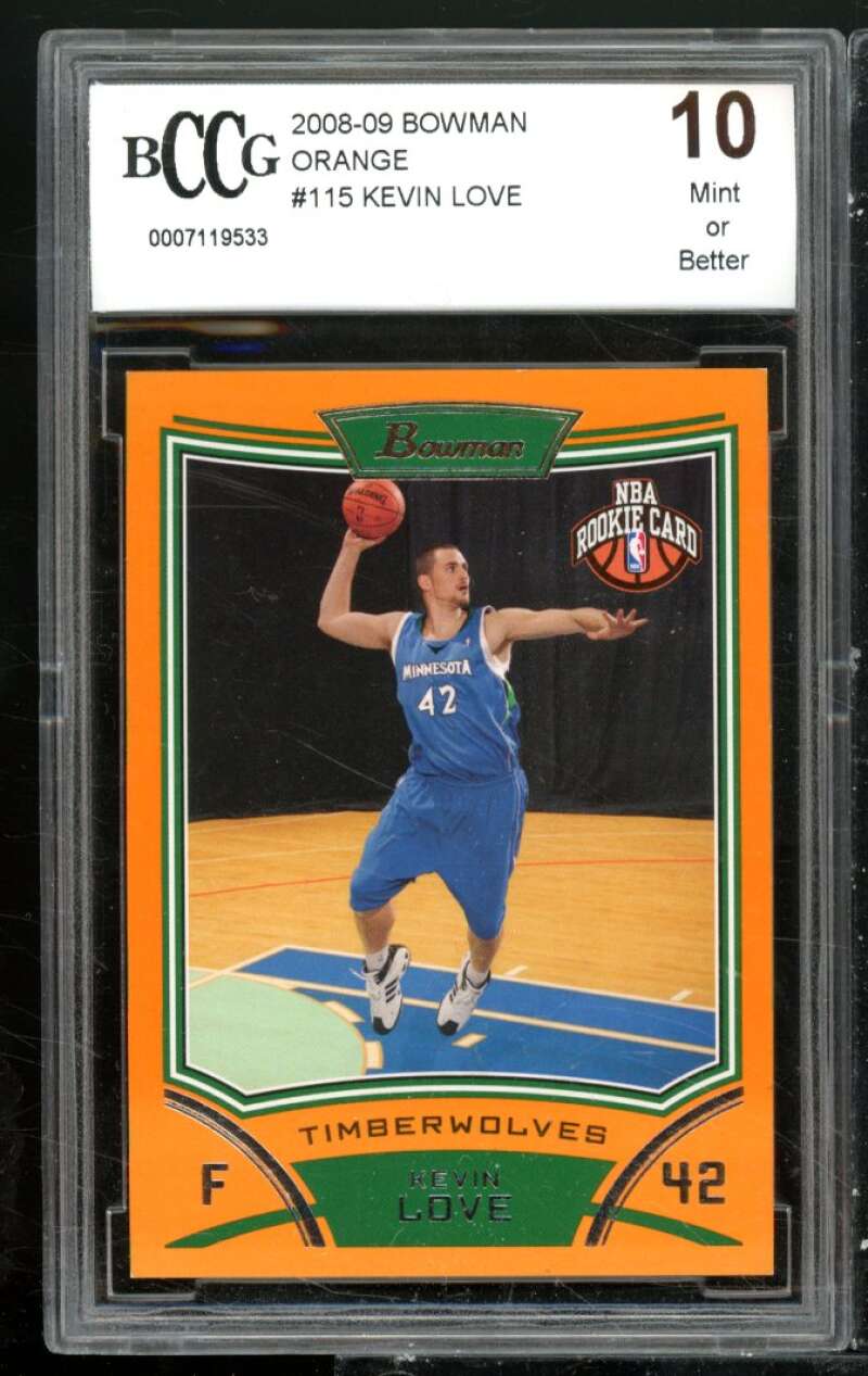 Kevin Love Rookie Card 2008-09 Bowman Orange #115 BGS BCCG 10 Image 1