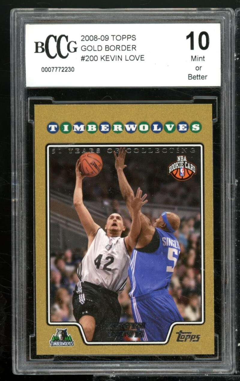 Kevin Love Rookie Card 2008-09 Topps Gold Border #200 BGS BCCG 10 Image 1