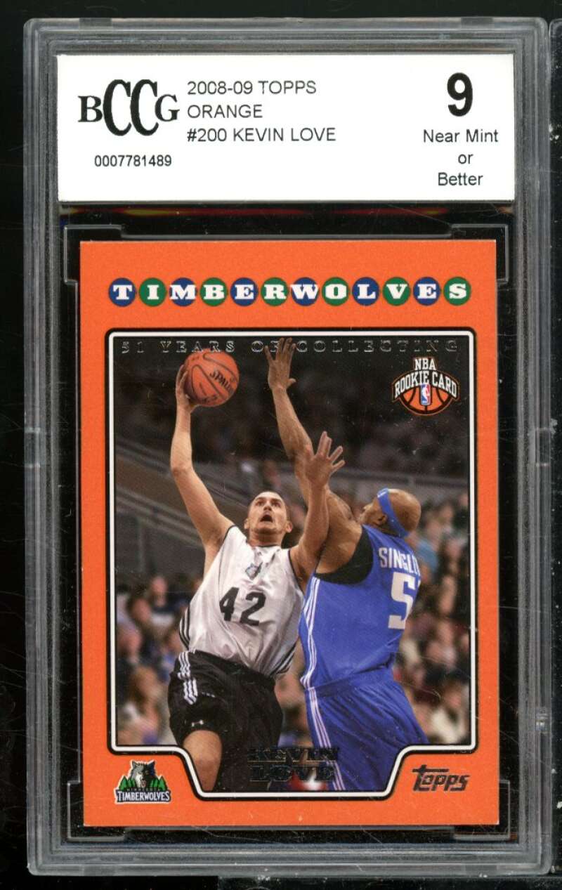 Kevin Love Rookie Card 2008-09 Topps Orange #200 BGS BCCG 9 Image 1