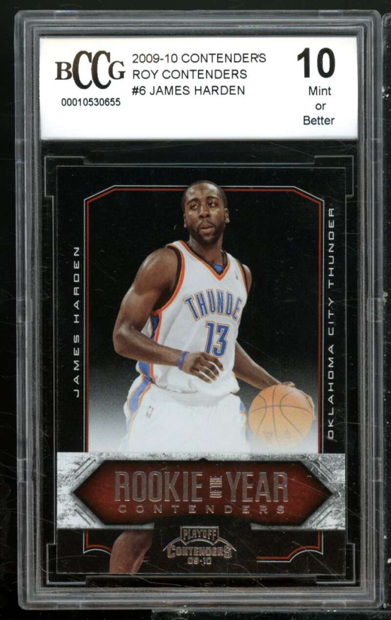 James Harden Rookie Card 2009-10 Contenders ROY Contenders #6 BGS BCCG 10 Image 1