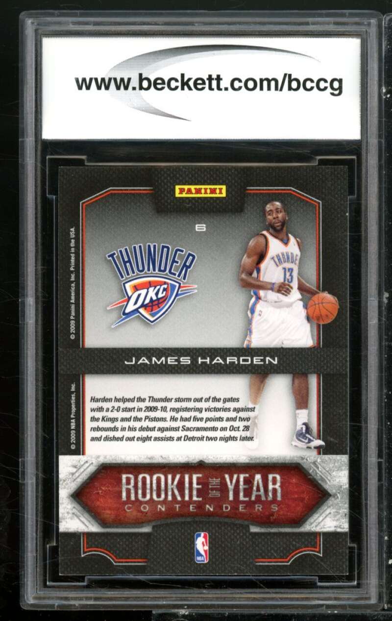 James Harden Rookie Card 2009-10 Contenders ROY Contenders #6 BGS BCCG 10 Image 2