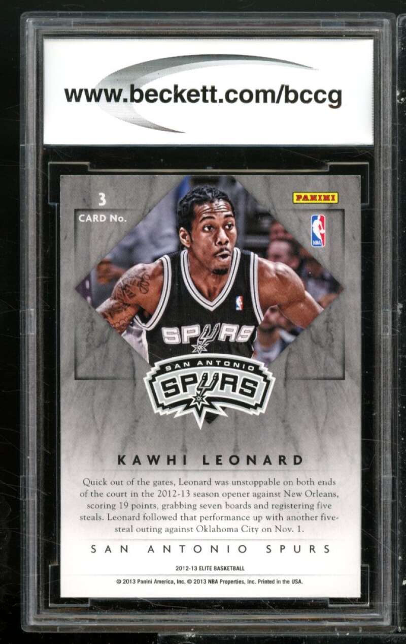 Kawhi Leonard Rookie Card 2012-13 Elite Rookie Elite Series #3 BGS BCCG 10 Image 2