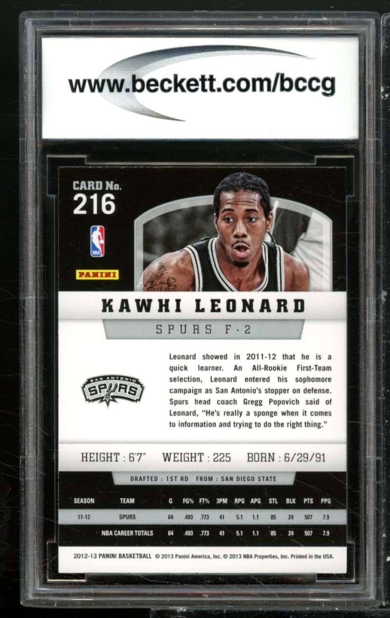 Kawhi Leonard Rookie Card 2012-13 Panini #216 BGS BCCG 10 Image 2