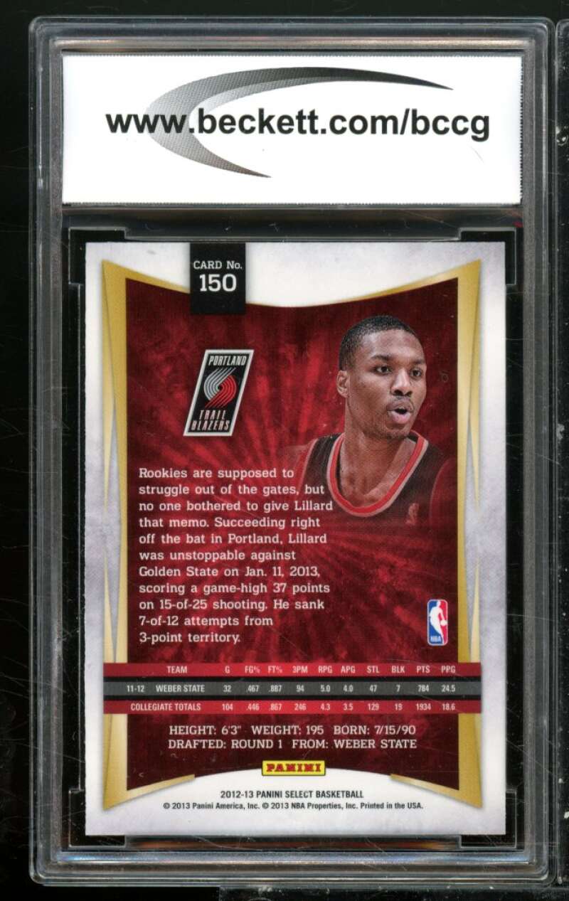 Damian Lillard Rookie Card 2012-13 Select #150 BGS BCCG 9 Image 2