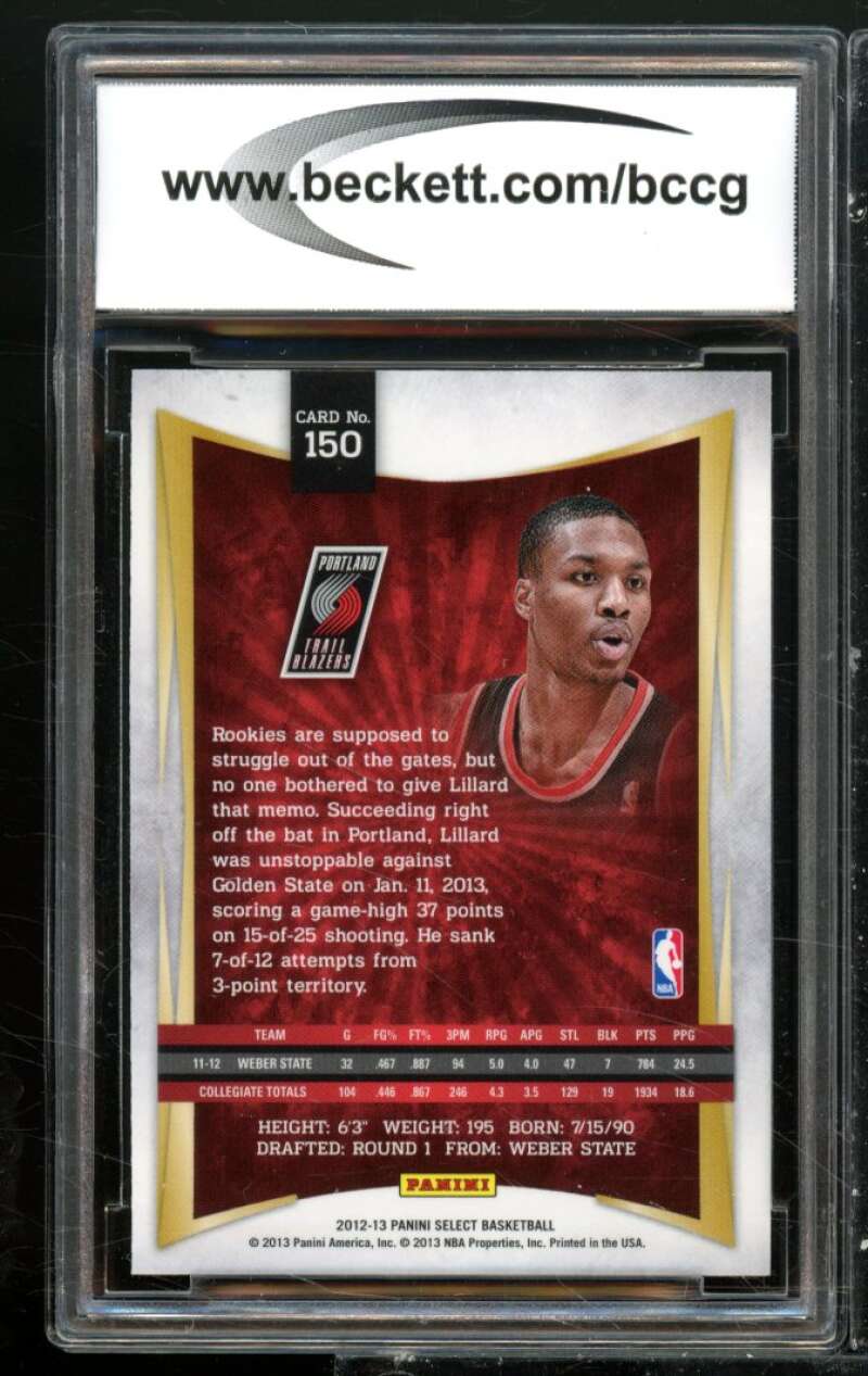 Damian Lillard Rookie Card 2012-13 Select #150 BGS BCCG 10 Image 2