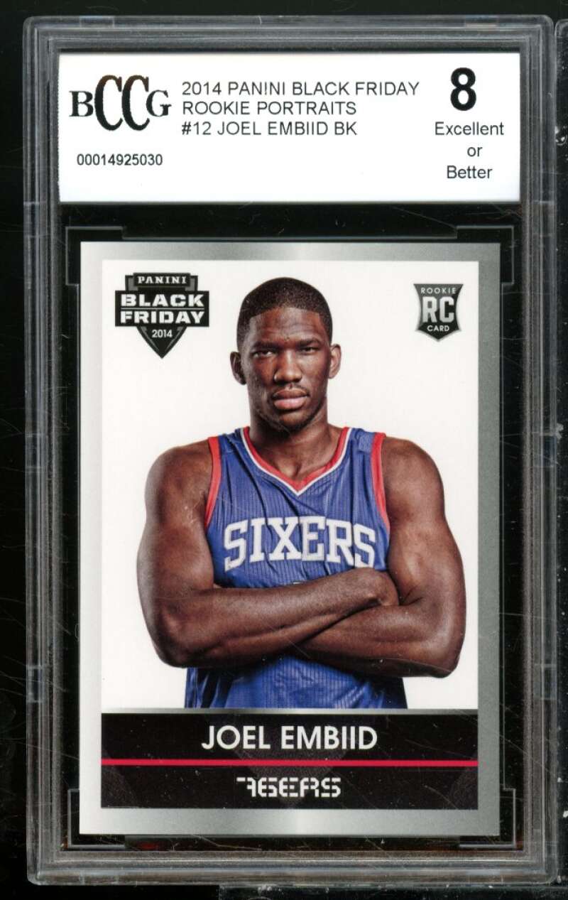 Joel Embiid Rookie Card 2014 Panini Black Friday Rookie Portraits #12 BGS BCCG 8 Image 1