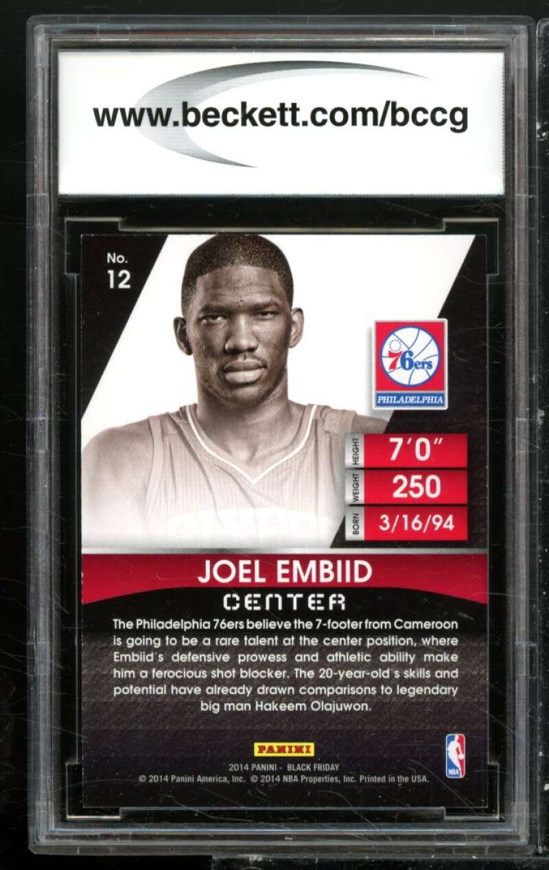 Joel Embiid Rookie Card 2014 Panini Black Friday Rookie Portraits #12 BGS BCCG 8 Image 2