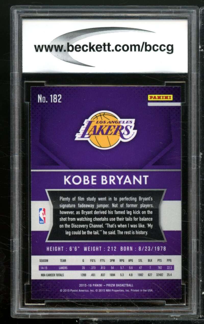 Kobe Bryant Card 2015-16 Panini Prizm #182 BGS BCCG 9 Image 2