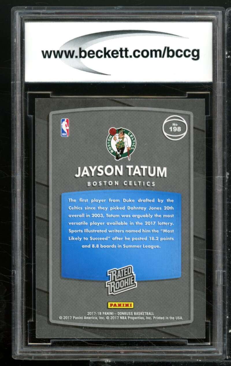 Jayson Tatum Rookie Card 2017-18 Donruss #198 BGS BCCG 10 Image 2