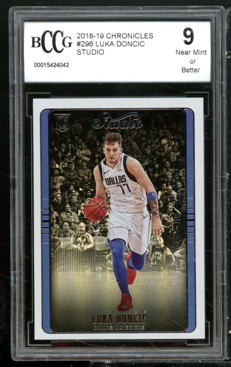 Luka Doncic Rookie Card 2018-19 Chronicles Studio #296 BGS BCCG 9 Image 1