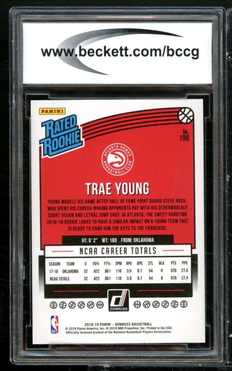 Trae Young Rookie Card 2018-19 Donruss #198 BGS BCCG 10 Image 2