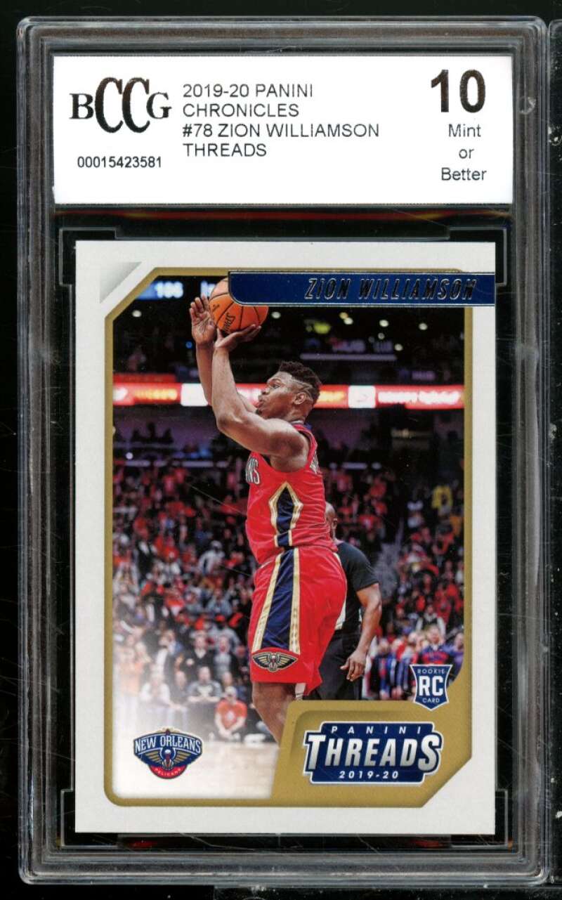 Zion Williamson Rookie Card 2019-20 Panini Chronicles Threads #78 BGS BCCG 10 Image 1