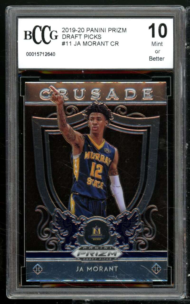 Ja Morant Rookie Card 2019-20 Panini Prizm Draft Picks #11 BGS BCCG 10 Image 1