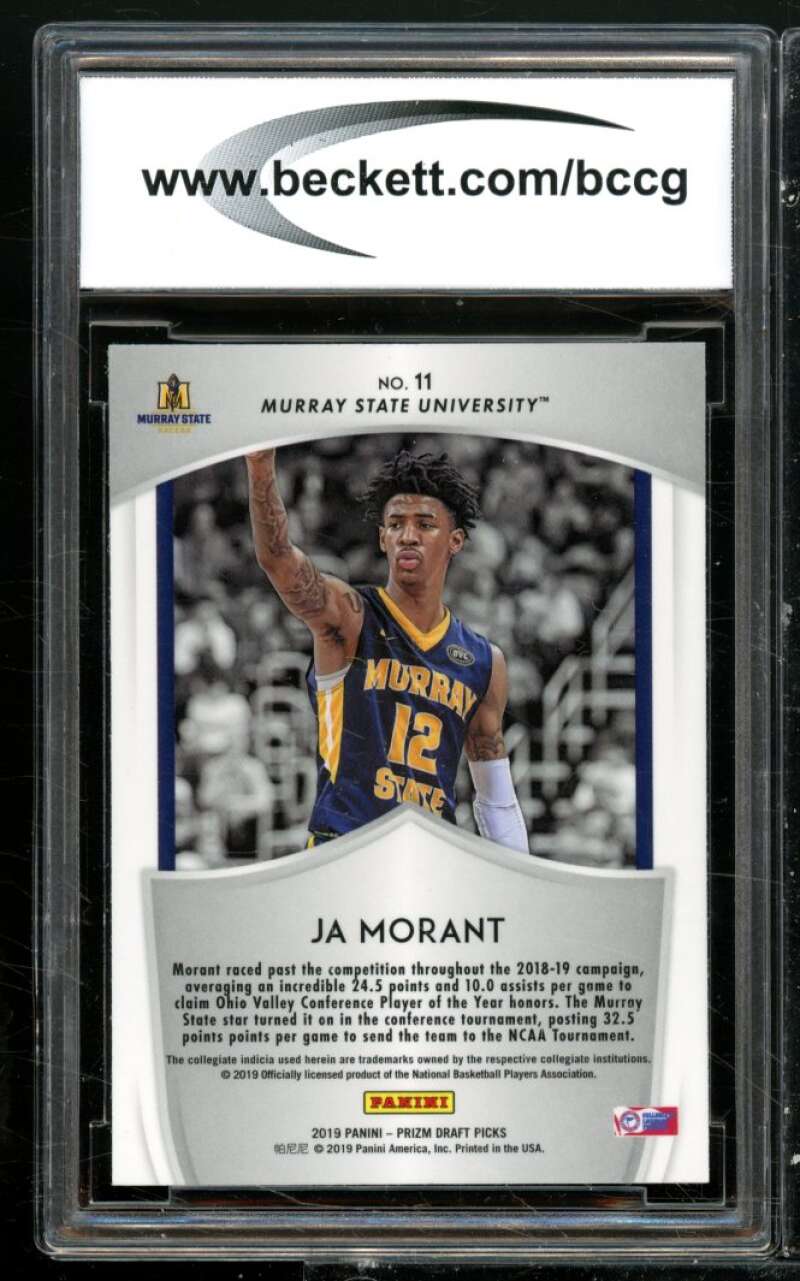 Ja Morant Rookie Card 2019-20 Panini Prizm Draft Picks #11 BGS BCCG 10 Image 2