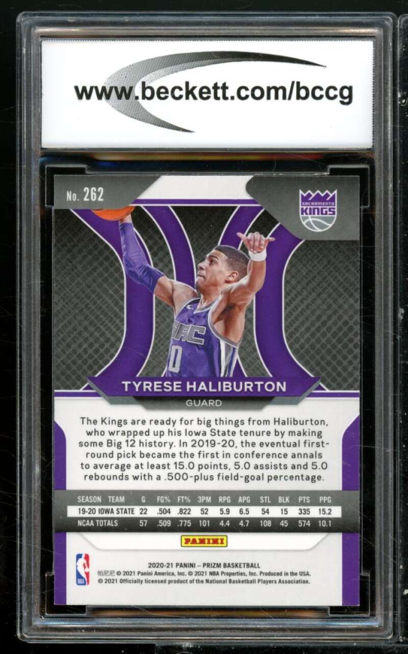 Tyrese Haliburton Rookie Card 2020-21 Panini Prizm #262 BGS BCCG 10 Image 2