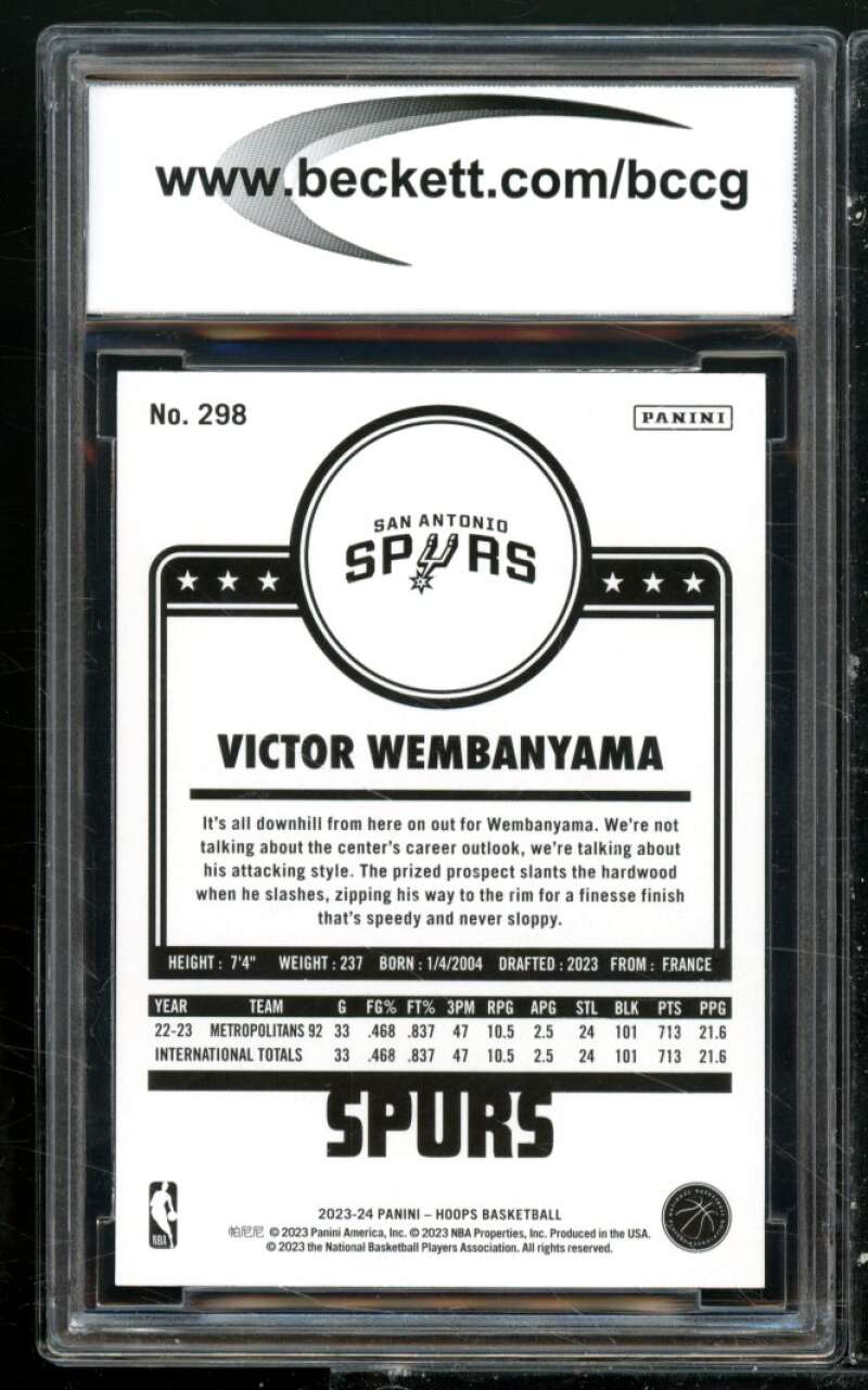 Victor Wembanyama Rookie Card 2023-24 Hoops #298 BGS BCCG 9 Image 2