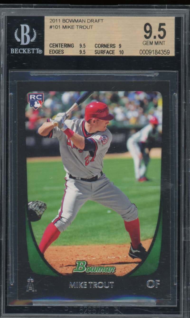 Mike Trout Rookie Card 2011 Bowman Draft #101 BGS 9.5 Image 1