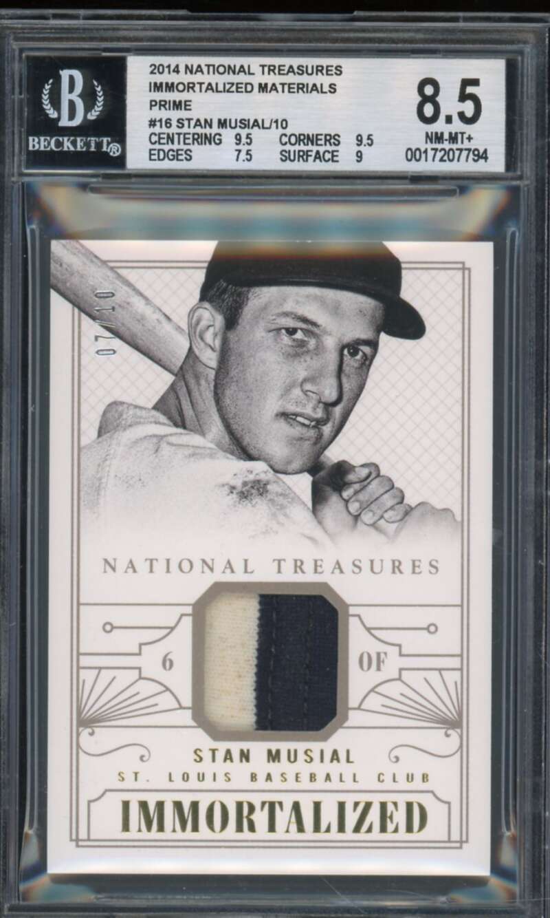 Stan Musial 2014 National Treasures Immortalized Materials (#d 7/10) #16 BGS 8.5 Image 1