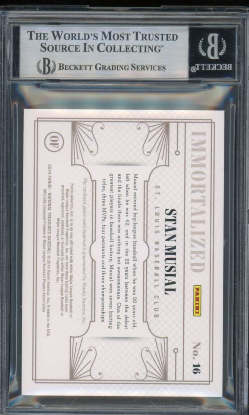 Stan Musial 2014 National Treasures Immortalized Materials (#d 7/10) #16 BGS 8.5 Image 2