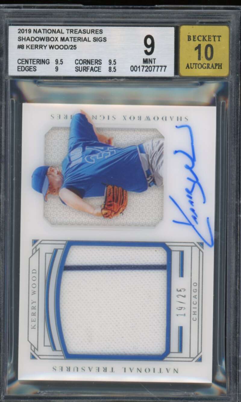 Kerry Wood 2019 National Treasures Shadowbox Material Sigs (#d 19/25) #8 BGS 9 Image 1